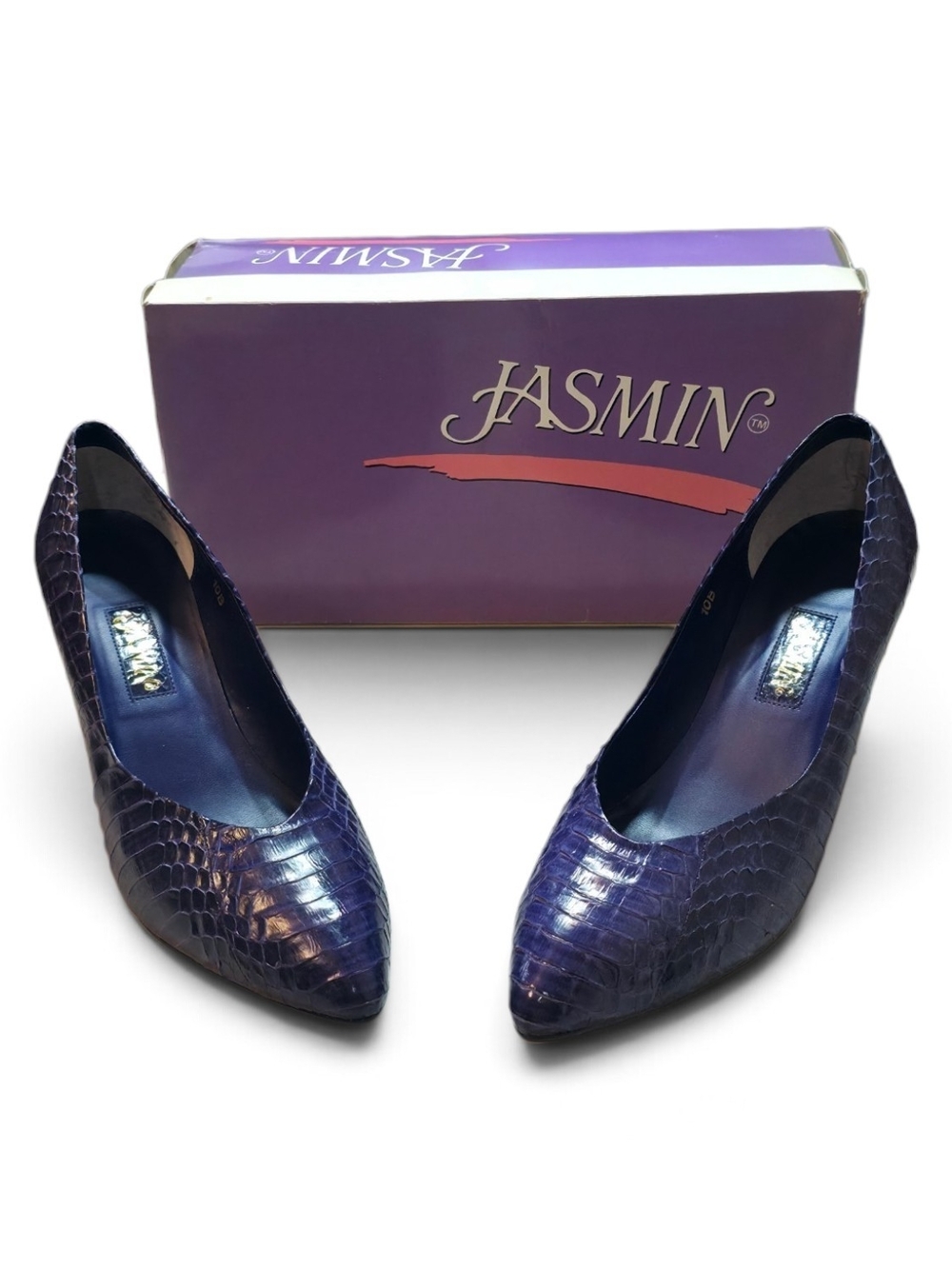 Jasmine Purple Snake-Skin Pointed-Toe Pumps